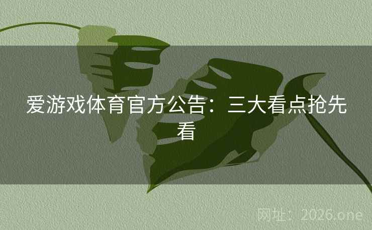 爱游戏体育官方公告:三大看点抢先看 爱游戏体育官方公告:三大看点抢先看