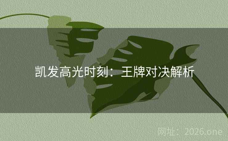 凯发高光时刻:王牌对决解析 凯发高光时刻:王牌对决解析